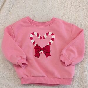 Old Navy Pink Candy Cane Bow Kids Sweatshirt